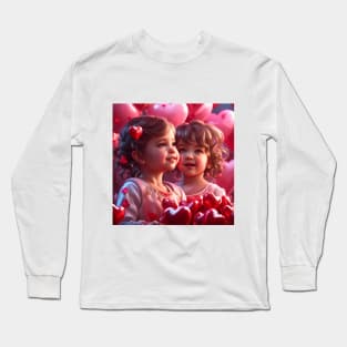 Toddlers celebrating Valentines day Long Sleeve T-Shirt